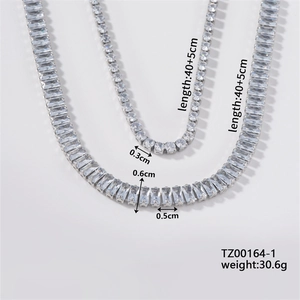 Silver crystal necklace set with rhinestone pavé, including thin and wide choker chains
