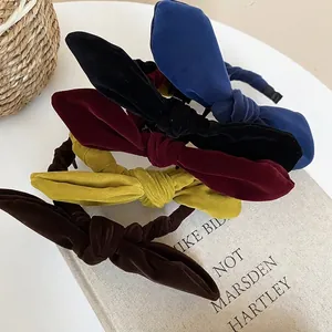 Velvet Knotted Headband For Women French Retro Bowknot Hair Hoop With Anti Slip Teeth Elegant Fabric Hair Accessories