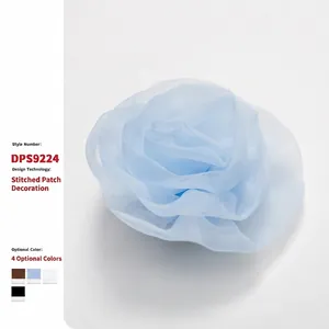 Elegant 3D Rose Flower Brooch Pin Layered Mesh Organza Fabric Handmade Detachable Clothing Accessories For Women Girls