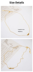 Detail of a thin gold titanium necklace with mini threaded rings and extension chain