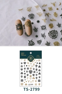 Detail of TS-2799 embossed nail stickers featuring vintage Greek totem and sun patterns