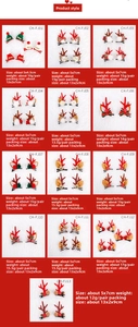 Detailed size chart for Christmas reindeer antlers and festive bell hair clips