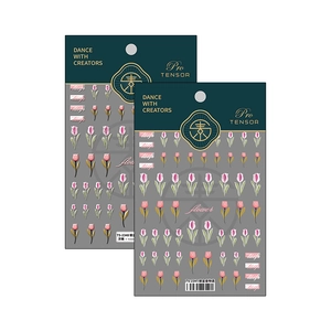 5D Relief-Nagelsticker mit Tulpen-Design und dreidimensionaler Textur in Gold