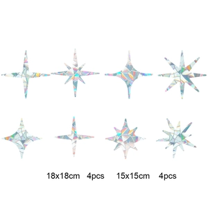 Rainbow prism star stickers set including eight pieces of 18cm and 15cm holographic decals