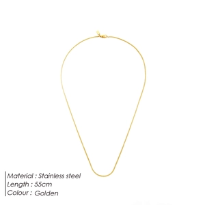 55cm golden stainless steel snake chain necklace with minimalist square link design