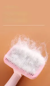 Detail of pet grooming brush with 140 curved bristles for effective hair removal