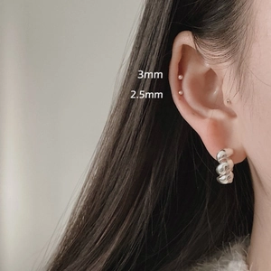 Set of 925 sterling silver chunky hoop earrings and ball studs in 3mm and 2.5mm sizes