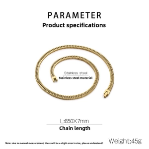 Detail of 7mm gold stainless steel dragon bone chain with 650mm length and jewel clasp