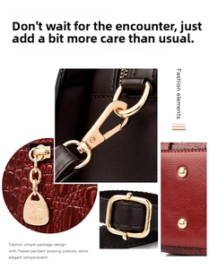 Detail of red crocodile texture leather bag with golden hardware and KDFN kangaroo tag