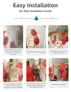 Step-by-step guide for applying Chinese New Year static window stickers on glass surfaces