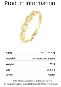 Macro shot of gold S925 sterling silver chain ring showing weight and material specifications
