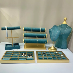Présentoir À Bijoux Métal Velours Buste Collier Porte Bracelet Organisateur Boucles D'oreilles Bague Plateau Luxe Élégant