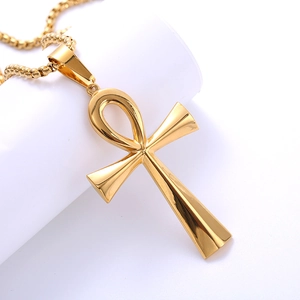 Egyptian Ankh Cross Pendant Necklace 316L Stainless Steel Key Of Life Symbol Vintage Religious Jewelry For Men Women