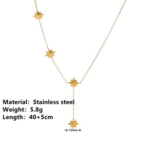 Detail showing hexagram tassel necklace specs: 40+5cm length and 13mm star charm size