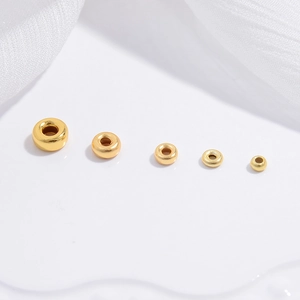 Golden S925 sterling silver smooth barrel spacer beads in five sizes for DIY jewelry