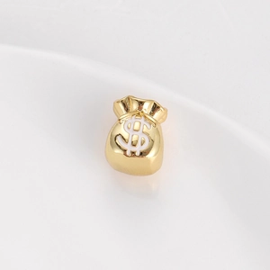 Macro di ciondolo sacco di soldi dorato con simbolo dollaro per braccialetti
