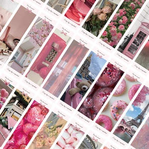 Pink decorative stationery card set featuring Eiffel Tower and floral aesthetic designs