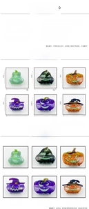 Size chart for glow-in-the-dark Halloween pumpkin hair claws showing dimensions and weight