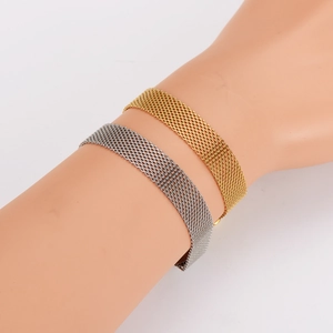 Luxury 10mm mesh stainless steel watch-style bracelet in gold and silver finish