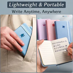 Portable mini A7 pocket notebook with elastic band and golden planet patterns in various colors