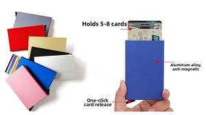 Aluminum RFID blocking metal card holder with multi-color options and pop-up mechanism