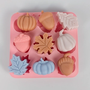 9-cavity silicone mold for pumpkin acorn and leaf shapes for DIY cake and candy making