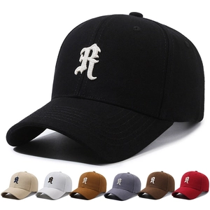 Adjustable Cotton Baseball Cap With Embroidered Letter R Retro Outdoor Sports Sunshade Duckbill Hat For Men And Women