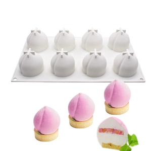 Stampo in silicone a 8 cavità a forma di pesca per torte mousse e dolci da forno