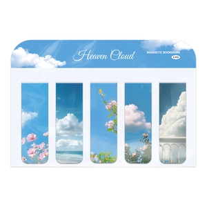 Detailed set of 5 magnetic bookmarks with Heaven Cloud nature landscapes for reading