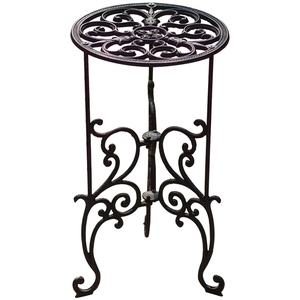 Support de plante vintage en fonte avec plateau floral ajouré et pieds en volutes