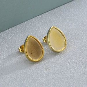 Golden teardrop stainless steel earring studs for DIY jewelry making and components