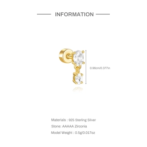 Tableau des tailles et matières pour boucles d'oreilles en argent S925 et zircones