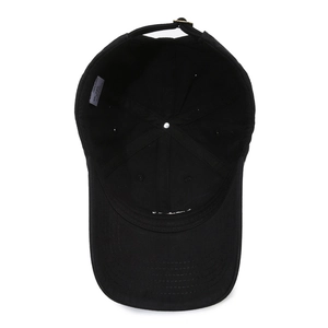 Classic black cotton baseball cap with adjustable metal buckle and six-panel design