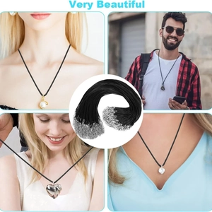 Cordon de collier noir ciré avec fermoir mousqueton pour bijoux DIY et pendentifs