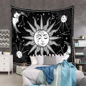 Bohemian sun and moon tapestry for bedroom wall hanging, aesthetic tarot astrology decor