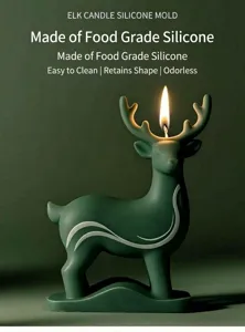 Macro view of elk candle silicone mold showing food-grade material and wave patterns