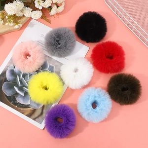 Lot de chouchous en fausse fourrure multicolores pour coiffures de filles tendance
