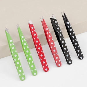 Stainless Steel Eyebrow Tweezers Polka Dot Gradient Slanted Pointed Tip Hair Removal Makeup Beauty Tools For Women Men