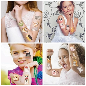 Waterproof cartoon watercolor cat temporary tattoos for children's holiday parties