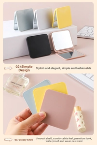 Espejo de maquillaje cuadrado plegable y portátil en colores macaron para llevar encima