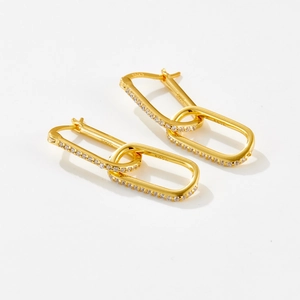 Orecchini a doppio anello in moissanite argento S925 con finitura in oro 18 carati