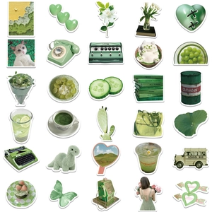 Set of 30 avocado green waterproof vinyl stickers for luggage and water bottles