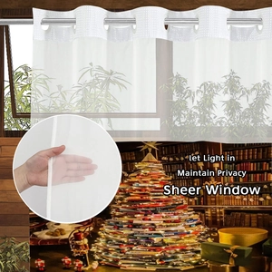 White sheer shower curtain with metal grommets for privacy and balanced light in bathrooms