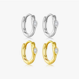 925 Sterling Silver Heart Zircon Hoop Earrings Minimalist Geometric Ins Style Fashion Jewelry For Women