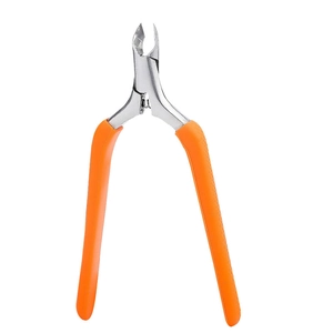 Stainless steel cuticle nipper with ergonomic orange silicone handle for manicure