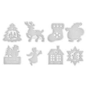 8-piece set of Christmas silicone molds including Santa, elk, and snowflakes for DIY crafts