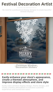 White snowflake Christmas tree window sticker with Merry Christmas text for glass decor