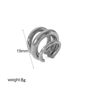 Detail view of the 19mm ear cuff showing the 8g weight and triple-line design features