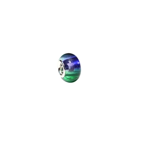 Rainbow resin acrylic bead with gradient blue-green finish and metal core for DIY bracelet