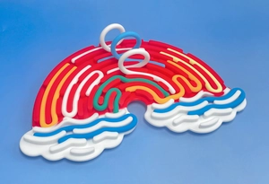 Regenbogen Silikon Sensorik-Spielbrett Labyrinth mit bunten Schienen und Wolken